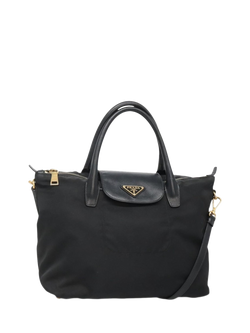 Pre-loved Prada Nylon Gold Hardware 2-Way Tote Bag, Black, Black