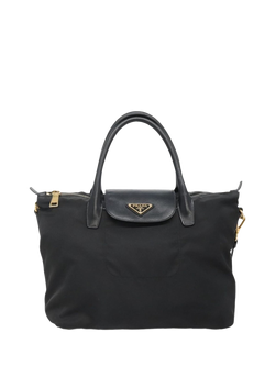Pre-loved Prada Nylon Gold Hardware 2-Way Tote Bag, Black - view 2, Black