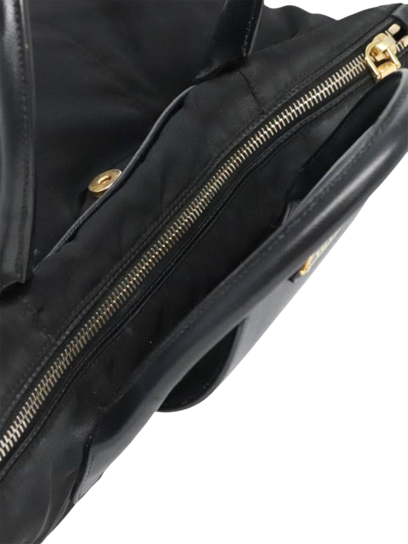 Product image 6 of 10, which shows Pre-loved Prada Nylon Gold Hardware 2-Way Tote Bag, Black