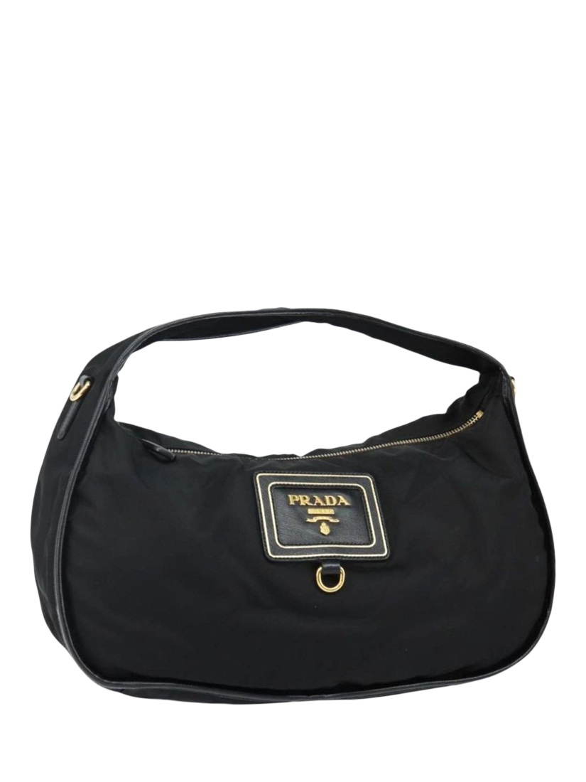 Product image 2 of 10, which shows Pre-loved Prada Nylon Shoulder Bag, Black
