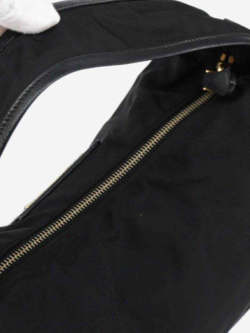 Product image 6 of 10, which shows Pre-loved Prada Nylon Shoulder Bag, Black