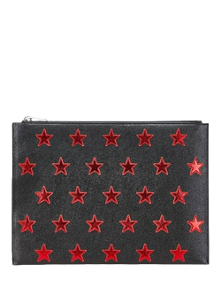 Pre-loved SAINT LAURENT Star Leather Clutch Bag, Black, Black