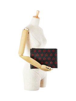 Pre-loved SAINT LAURENT Star Leather Clutch Bag, Black - view 2, Black