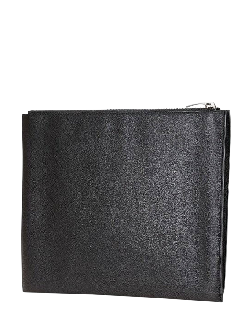 Product image 3 of 10, which shows Pre-loved SAINT LAURENT Star Leather Clutch Bag, Black