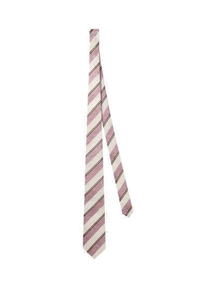Richard James London Striped Woven Silk Tie, Neutral