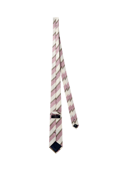 Richard James London Striped Woven Silk Tie, Neutral - view 2, Neutral