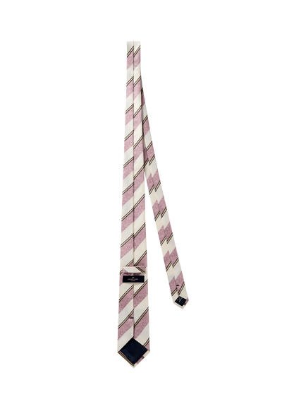 Richard James London Striped Woven Silk Tie - view 2, Neutral