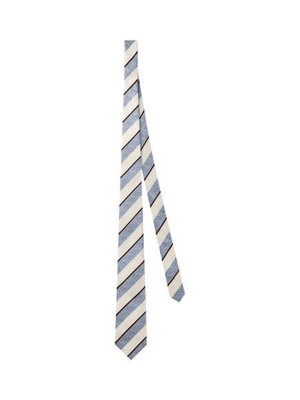 Richard James London Striped Woven Silk Tie, Navy