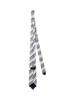 Richard James London Striped Woven Silk Tie, Navy - view 2, Navy