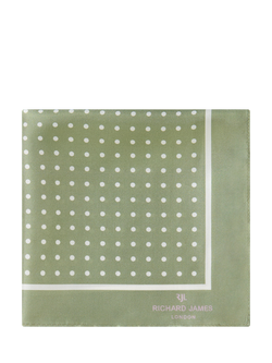Richard James London Polka Dot Silk Pocket Square, Beige/White, Beige White Dot