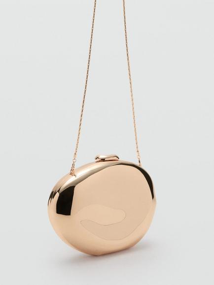 Mango Metallic Oval Bean Clutch Bag, Gold, Gold