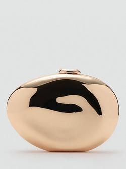 Mango Metallic Oval Bean Clutch Bag, Gold - view 2, Gold