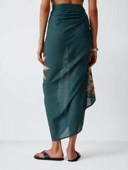 John Lewis Palma Tassel Sarong, Teal - view 2, Teal