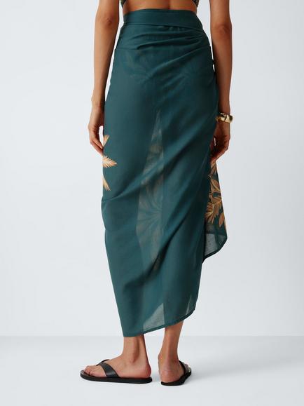 John Lewis Palma Tassel Sarong, Teal - view 2, Teal