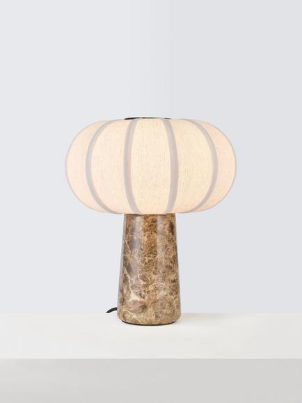 John Lewis Pumpkin Shade Marble Base Table Lamp, Emperador Marble, Emperador Marble