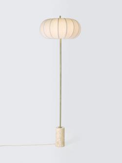 John Lewis Pumpkin Shade Marble Base Floor Lamp, Travertine Stone, Travertine Stone
