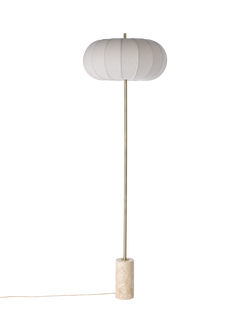 John Lewis Pumpkin Shade Marble Base Floor Lamp, Travertine Stone - view 2, Travertine Stone