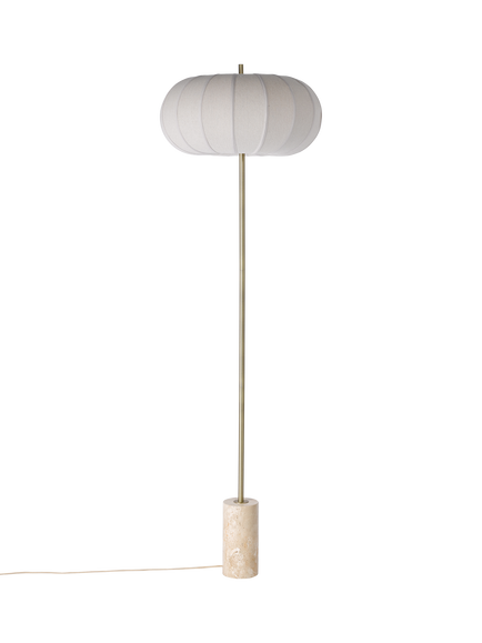 John Lewis Pumpkin Shade Marble Base Floor Lamp, Travertine Stone - view 2, Travertine Stone