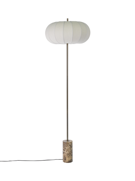 John Lewis Pumpkin Shade Marble Base Floor Lamp, Emperador Marble - view 2, Emperador Marble