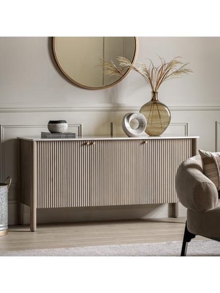 Gallery Direct Marmo Marble Top 3 Drawer Sideboard - view 2, Natural