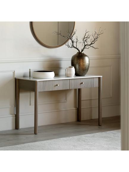 Gallery Direct Marmo Marble Top 2 Drawer Console Table - view 2, Natural