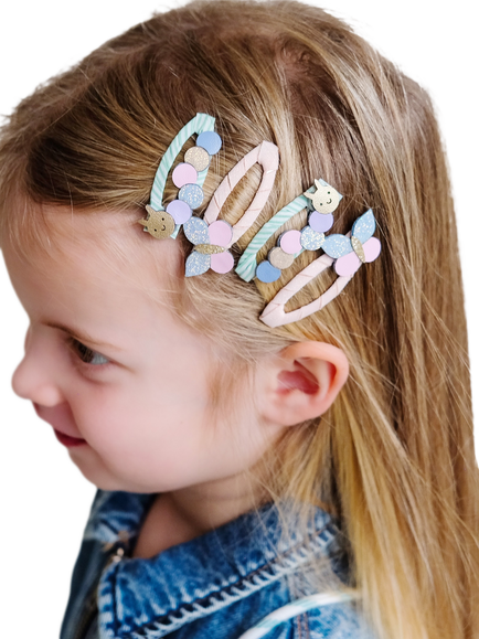 Mimi & Lula Kids' Caterpillar and Butterfly Hair Clips, Pack of 4, Multi - view 2, Multi