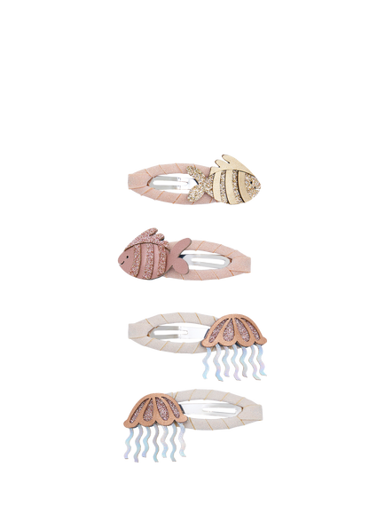 Mimi & Lula Kids' Fishy Friends Hair Clips, Pack of 4, Metallic, Metallic