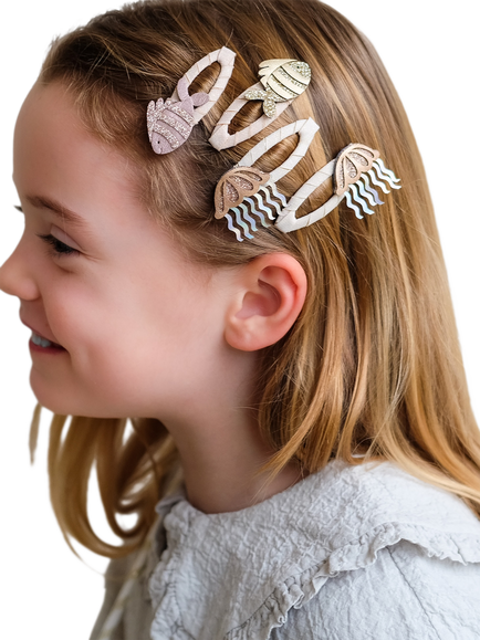 Mimi & Lula Kids' Fishy Friends Hair Clips, Pack of 4, Metallic - view 2, Metallic