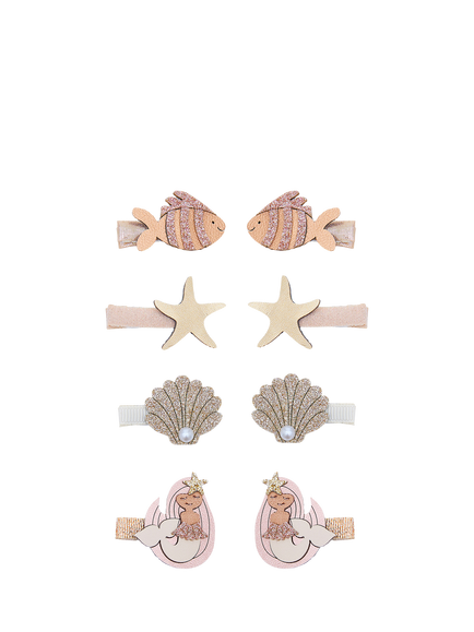Mimi & Lula Kids' Mini Mermaid Hair Clips, Pack of 8, Metallic, Metallic