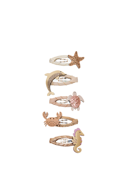 Mimi & Lula Kids' Ocean Life Mini Hair Clips, Pack of 5, Metallic, Metallic