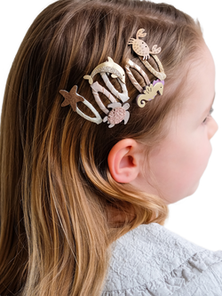Mimi & Lula Kids' Ocean Life Mini Hair Clips, Pack of 5, Metallic - view 2, Metallic