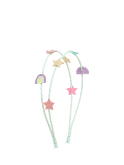 Mimi & Lula Kids' Rainbow and Star Double Alice Headband, Turquoise, Turquoise