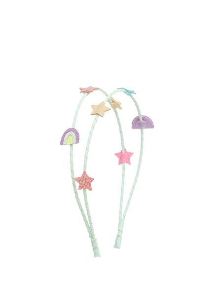 Mimi & Lula Kids' Rainbow and Star Double Alice Headband, Turquoise, Turquoise