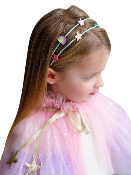 Mimi & Lula Kids' Rainbow and Star Double Alice Headband, Turquoise - view 2, Turquoise