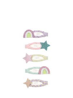 Mimi & Lula Kids' Rainbow and Star Mini Hair Clips, Pack of 5, Multi, Multi