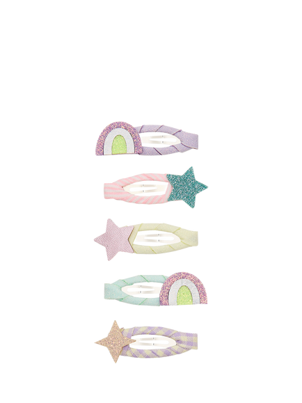 Mimi & Lula Kids' Rainbow and Star Mini Hair Clips, Pack of 5, Multi, Multi