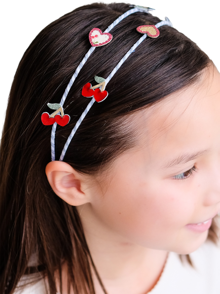 Mimi & Lula Kids' Cherries Double Alice Head Band, Blue - view 2, Blue