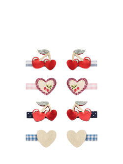 Mimi & Lula Kids' Cherry Mini Hair Clips, Pack of 8, Red, Red