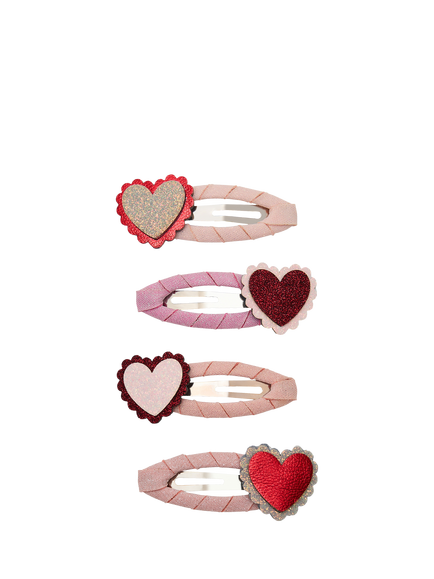Mimi & Lula Kids' Scalloped Heart Hair Clips, Pack of 4, Pink Multi, Pink Multi