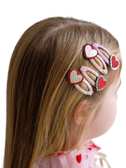 Mimi & Lula Kids' Scalloped Heart Hair Clips, Pack of 4, Pink Multi - view 2, Pink Multi