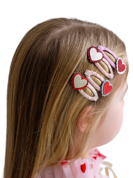 Mimi & Lula Kids' Scalloped Heart Hair Clips, Pack of 4, Pink Multi - view 2, Pink Multi