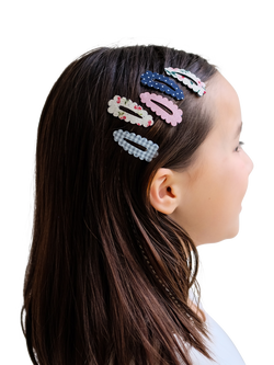 Mimi & Lula Kids' Scalloped Mini Hair Clips, Pack of 5, Multi - view 2, Multi