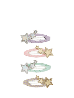 Mimi & Lula Kids' Trailing Star Glitter Hair Clips, Pack of 4, Multi, Multi