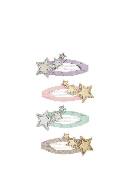 Mimi & Lula Kids' Trailing Star Glitter Hair Clips, Pack of 4, Multi, Multi