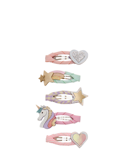 Mimi & Lula Kids' Mini Unicorn Hair Clips, Pack of 5, Multi, Multi