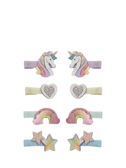 Mimi & Lula Kids' Mini Unicorn Hair Clips, Pack of 8, Multi, Multi