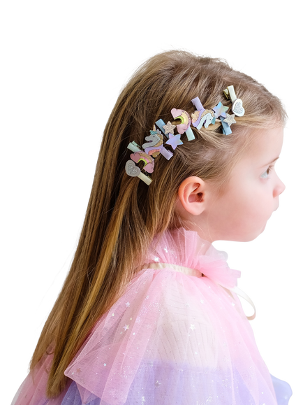 Mimi & Lula Kids' Mini Unicorn Hair Clips, Pack of 8, Multi - view 2, Multi