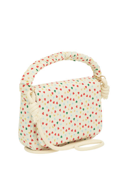 Mimi and Lula Heart Print Top Handle Bag, Cream, Cream