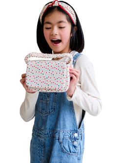 Mimi and Lula Heart Print Top Handle Bag, Cream - view 2, Cream
