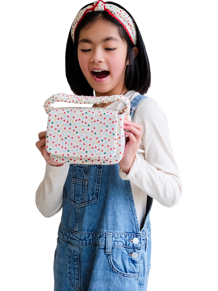 Mimi and Lula Heart Print Top Handle Bag, Cream - view 2, Cream